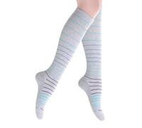 SocksLane Cotton Compression Socks 15-20 mmHg Class 1 Support Knee-High (Misty Gray Stripes, Medium-Large)