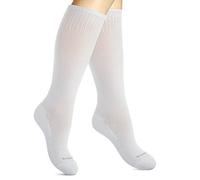SocksLane Cotton Compression Socks 15-20 mmHg Class 1 Support Knee-High (Solid White, Small-Medium)