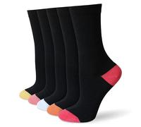 Socksmad 5-Pair Women Black Socks Multipack Size Range UK 4-7 Crew Style, Honeycomb Soft, Breathable Cotton Sock for Ladies, All-Day Comfort, Perfect for Work, Casual Wear & Gifting, Styled in England