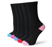 Socksmad 5-Pair Women Black Socks Multipack Size Range UK 4-7 Crew Style, Honeycomb Soft, Breathable Cotton Sock for Ladies, All-Day Comfort, Perfect for Work, Casual Wear & Gifting, Styled in England