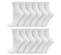 Socksmad Boys and Girls School Socks Size 7-10Y 12½-3½ Jr - 12 Pairs, White, Durable Cotton-Rich Ankle Socks - Secure Fit, Sensory-Friendly, Soft, Lightweight & Breathable - Ideal for School Uniforms