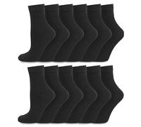 Socksmad Kids Black Ankle School Socks - 12 Pairs Cotton Rich, Sizes UK 9-12, 12½-3½, 4-5½ (11-13y - 4-5½,) Soft & Breathable, Durable & Comfortable, Elasticated Secure Fit - Ideal for Back to School
