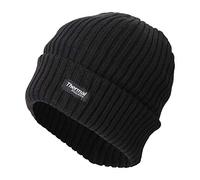 Socksmad Men's Thermal Insulated Warm Winter Knitted 40g Ribbed Cuffed Beanie Hat Black