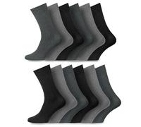 Socksmad Ribbed Socks for Men, Size 6-11 UK - 100% Cotton - Very Soft, Thin, Breathable - Mens Crew Socks Designed for All-Day Wear - Sports Socks - Mens Essentials - Greys, 12 Pairs