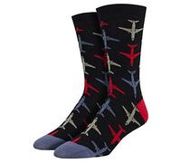 Socksmith Men's Airplanes Novelty Bamboo Crew Socks - Black - Medium