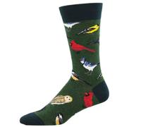 Socksmith Men's 'Bird Is The Word' Birds Design Quality Cotton Mix Socks, Bright Colours & fun design, one size in Green | Size: Standard Socksmith Green Standard