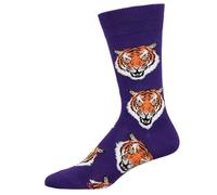 Socksmith Men's Fierce Tiger Crew Socks, Purple