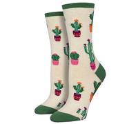 Socksmith Women's Crew Socks Court of Cactus, Ivory Heather, One Size Fits Most, 1 Pair, Ivory Heather, 5-10.5