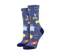 Socksmith Women's Sew Kit Crew Socks, Blue Heather, Blue Heather, One size
