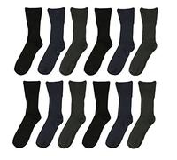 Sockstack 12 Pairs Of Men's Bamboo Loose Wide Top Socks, Non Elastic Anti Bacterial Socks,UK 6-11, (Black Navy Grey)