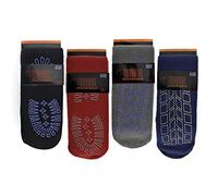 Sockstack® 4 Pairs Of Men's Thermal Slipper Socks, Non-Skid Cosy Gripper Socks