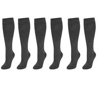 Sockstack® 6 Pairs Of Ladies Girls Knee High Socks, Long School Socks, Many Sizes & Colours (12-3 (EU 31-36), Grey)