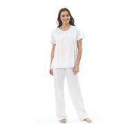 Sockstack Ladies Heart Print Pyjama Set, 100% Cotton Pyjamas PJs Nightwear, Size 10-26, RZK755 (16-18, Pink)