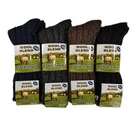 Sockstack® Men's Chunky Wool Socks With Contrast Heel & Toe, 6 Pairs