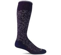 Sockwell Women's Damask Moderate Graduated Compression Sock, Blackberry, Small-Medium