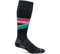 Sockwell Women's Rainbow Racer Ski Moderate Graduated Compression Sock, Black - S/M