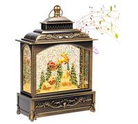 Sockywin Bronze Christmas Snow Globe Lantern with Santa Sleigh, 8 Holiday Melodies, USB/Battery Powered, 3 Lighting Modes Lighted Water Lantern for Christmas Festival Decoration Gifts