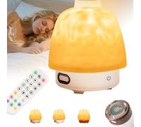 SOCLING Lunie Fire Lamp,lunie Oceanwave Lamp,Night Light & Bluetooth Noise Machine,Lampshade & Bluetooth Speaker & Remote Control & 16 Colors, Ocean Wave Projector Light with Speaker,360° Full-A