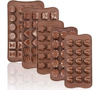 Socluer Set of 5 BPA-Free Silicone Chocolate Molds - Practical and Versatile - Ideal for Candies, Ice Cubes, Pudding, Dome Mousse