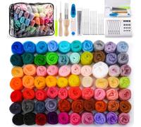 SOCNITC 70 Colors Needle Felting Kit, Wool Felting Kit for Beginner, Felting Needles Wool Roving Needle Felting Supplies with Needle Felting Tools for DIY Animals Handmade Crafts Decoration