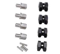 Socobeta 12mm Brass RC Hex Hub Extension Set for Improved Traction and Stability in 1/10 RC Crawlers - 4 Pcs (Black)