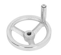 Socobeta 3 Spoke Cast Iron Lathe Hand Wheel, 125mm Outer Diameter 12mm Mounting Hole with Revolving Handle for Milling Grinding Machine