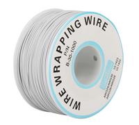 Socobeta 30AWG Tin Plated Copper Cable, Insulation 1 Roll Wire-wrapping Single Wire Strand for Breadboard for Motherboard with Plastic Spool (White)
