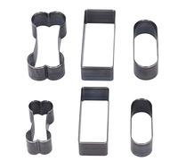 Socobeta 6PCS Alloy Steel Leather Punch Cutting Die Set Hollow Cutter Tool Rectangle Oval Bone Shape