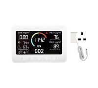 Socobeta 7-in-1 Indoor Air Quality Monitor with Large LCD Screen CO2 TVOC PM2.5 Temp Humidity Detector for Home Kitchen Office Greenhouse (UK Plug)