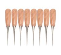 Socobeta 8pcs Wooden Handle Leather Drillable Stitching Sewing Awl Ergonomic Design for Leather Craft 2.36in Awls