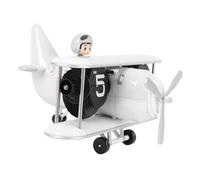 Socobeta Airplane Flip Clock Unique Design Retro Style Battery Powered for Living Room Bedroom Study Office 8.46x8.35in (White)