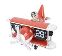 Socobeta Airplane Flip Clock Unique Design Retro Style Battery Powered for Living Room Bedroom Study Office 8.46x8.35in (Orange Red)