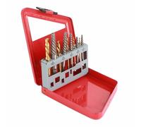 Socobeta Alloy Steel Drill Bit Screw Extractor Kit with High Strength and Hardness, Portable Metal Box/Cover Included, 10 Pcs Set for Machine Maintenance, 5/64in to 19/64in Sizes