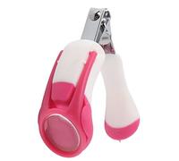 Socobeta Baby Nail Clipper Infant Nail Care Tool with 5X Magnifying Glass Soft Silicone Handle Folding Design for Child (Pink)