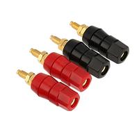 Socobeta Black and Red Audio Speaker Binding Post, 4 Pcs Banana Jack Adapters for Speaker Terminals, for Amplifier Audio Sound Console, 100%