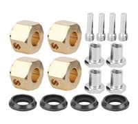 Socobeta Brass Combiner Hex Adapter for 1/10 RC Car Model, Durable Upgrade Wheel Hub Hex Kit for Improving Stability, Fit for Enthusiasts, Gold, 4pcs Set (10mm)