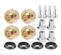 Socobeta Brass Combiner Hex Adapter for 1/10 RC Car Model, Durable Upgrade Wheel Hub Hex Kit for Improving Stability, Fit for Enthusiasts, Gold, 4pcs Set (10mm)