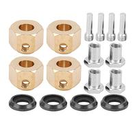 Socobeta Brass Combiner Hex Adapter for 1/10 RC Car Model, Durable Upgrade Wheel Hub Hex Kit for Improving Stability, Fit for Enthusiasts, Gold, 4pcs Set (8mm)