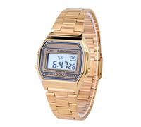 Socobeta Digital LED Watch Digital Wristwatch Timepiece Stainless Steel Strap with Back Light 12/24H Display Date Week Alarm 30m for Men Women Unisex (Gold)