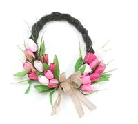 Socobeta Fade Proof Three Dimensional Easter Wreath Realistic Appearance Versatile Decor for Home Party (Red Roseate White)