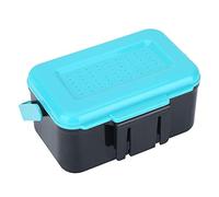 Socobeta Fishing Bait Holder Portable Durable Box with Clamp/Holder for Earthworm Storage Blue Black ABS Plastic 5.11 X 3.54 X 2.55 Inch for Fishing Lovers