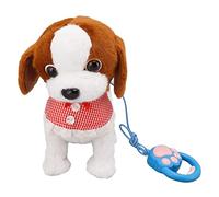 Socobeta Interactive Plush Puppy Dog Toy, Imitate Human Voice Sing 8 English Songs 5 Spoiled Voices with Remote Control Leash for Gift House Decor (Brown)