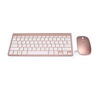 Socobeta Keyboard Mouse Set, 2.4G Wireless USB with Mute Design for Desktop Computers Mobile Devices Tablet Computers (Rose Gold)