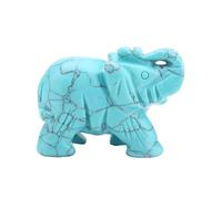 Socobeta Lucky Elephant Statue Elephant Ornament Healing Crystal Elephant Sculpture for Office Decor(turquoise)