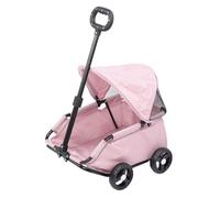 Socobeta Pet Strolling Cart Foldable Design with Sunproof Canopy Easy Assembly for Dogs and Cats Oxford Cloth 1 Unit (Pink)
