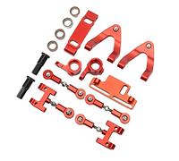 Socobeta RC Aluminium Upper Lower Suspension Arm Steering Cup Hex Adapter Metal Accessories Set for WPL D12 RC Car, Durable Corrosion Resistance Enhancer for Improved Performance, Fit for Remote (Red)