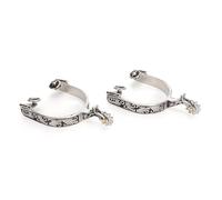 Socobeta Stainless Steel Exquisite Pattern Horse Boot Spurs for Equestrian Competition, Silver Spurs with Gears for Horse Training, 2PCS 3.35x3.15inch for Ranch Farm