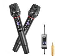 socodox UHF Wireless Microphone System - Karaoke Microphones, 160ft Range, High-Fidelity Sound, Compatible with PA Systems, Karaoke, DJ, Church, and Events, Black, 2 Packs