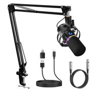 socodox XLR/USB Dynamic Microphone Kit, Podcast Microphone with Noise Cancellation, Independent Volume Control Gaming Microphone with Boom Arm