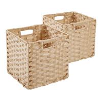 SOCOHOME Cube Storage Box,25x25x25cm Faux Rattan Storage Basket for Toy Clothes Shelf Nursery Closet Waterproof, Non-Mouldy(Light Beige, 2 Pack)